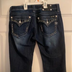Miss Me Flared Embellished jeans. Dark wash. Excellent condition. Size 31